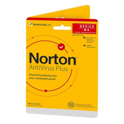 Norton AntiVirus Plus 2026 software box and device protection