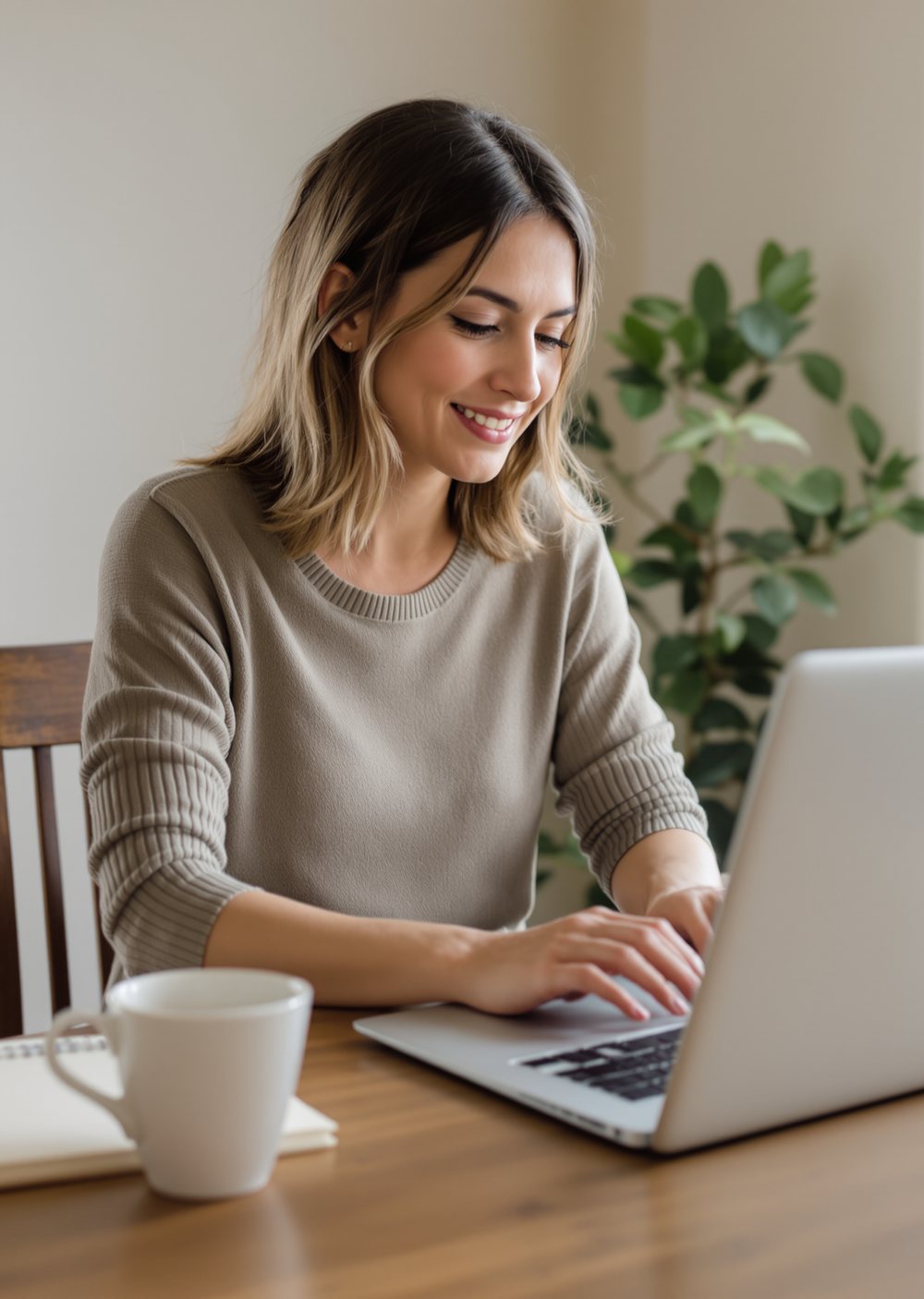 Persona che lavora su un laptop a casa