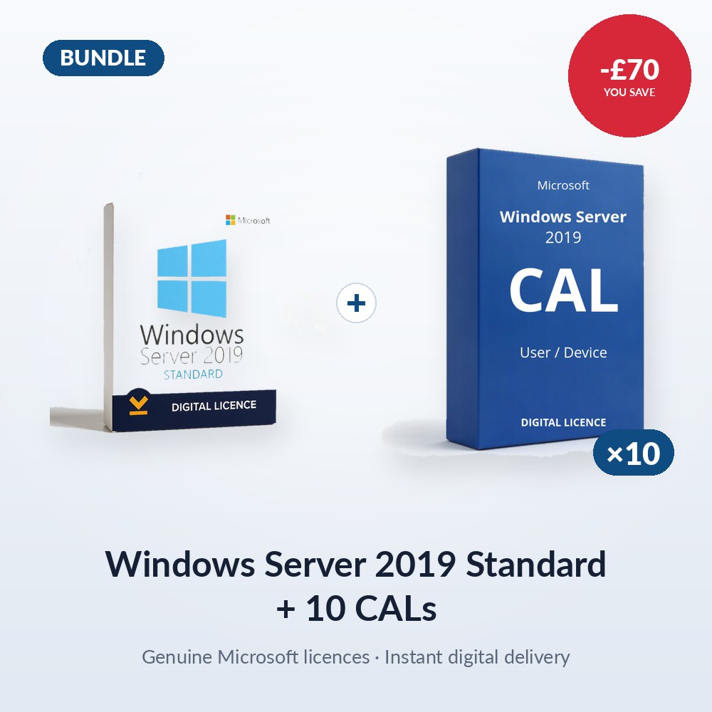 Windows Server 2019 Standard + 10 CALs Windows Server 2019 Standard + 10 CALs